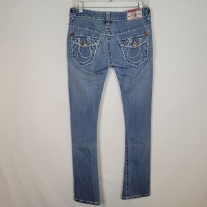 Y2K True Religion Joey Super T Jeans Womens 28 (30x30) Blue Low Rise Straight